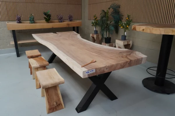 Table en bois de Suar massif - L 300 cm L 90/120 – Image 12