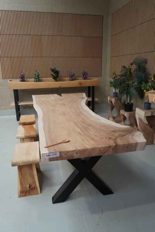 Table en bois de Suar massif - L 300 cm L 90/120 – Image 13