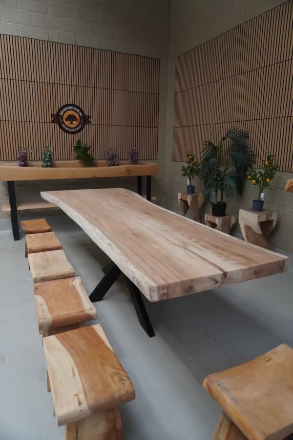 Table en bois de suar massif - L300cm L85/112cm – Image 4