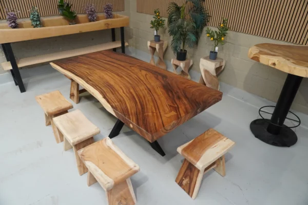 Table en bois de suar massif - L200cm L96/100cm – Image 4