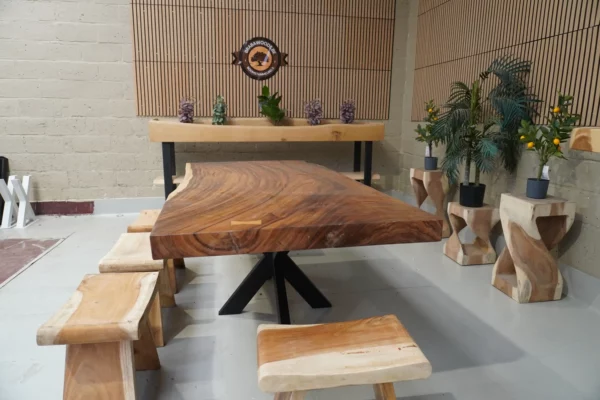 Table en bois de suar massif - L200cm L96/100cm – Image 5