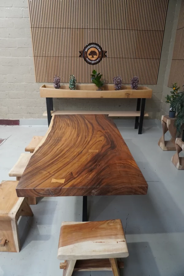 Table en bois de suar massif - L200cm L96/100cm – Image 6