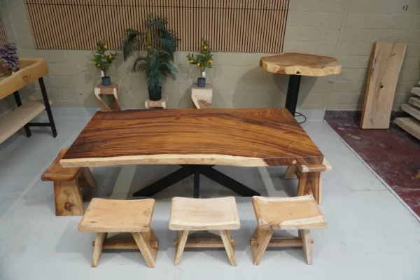 Table en bois de suar massif - L200cm L96/100cm – Image 7