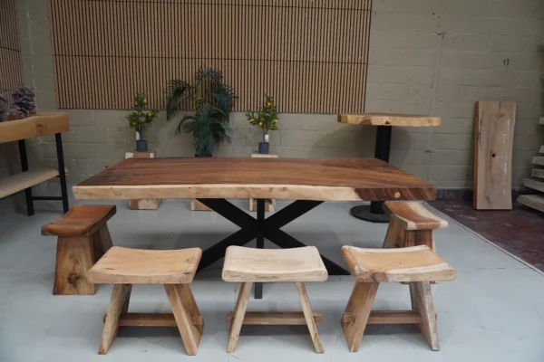 Table en bois de suar massif - L200cm L96/100cm – Image 8