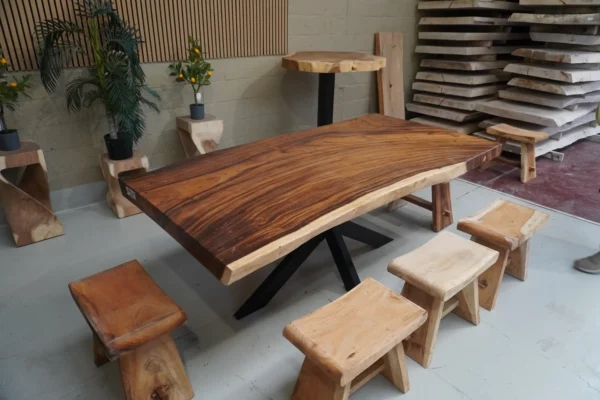 Table en bois de suar massif - L200cm L96/100cm – Image 9