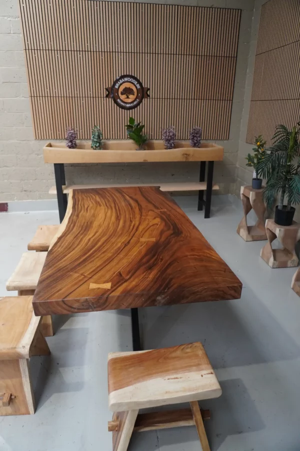 Table en bois de suar massif - L200cm L96/100cm – Image 10
