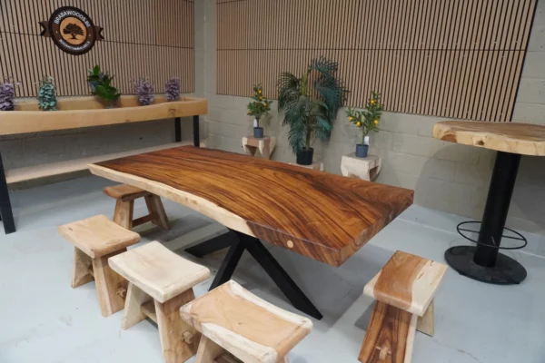 Table en bois de suar massif - L200cm L96/100cm – Image 11
