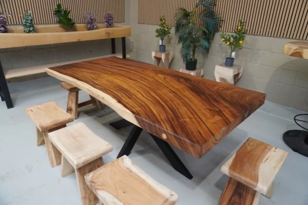 Table en bois de suar massif - L200cm L96/100cm – Image 12
