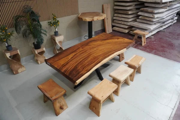 Table en bois de suar massif - L200cm L96/100cm – Image 15