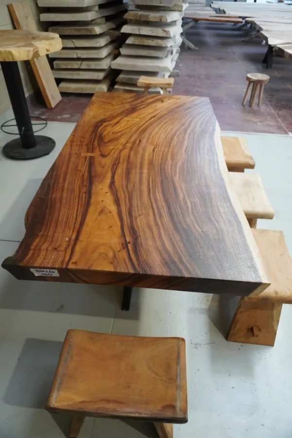 Table en bois de suar massif - L200cm L96/100cm – Image 21