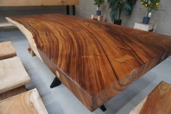 Table en bois de suar massif - L200cm L96/100cm – Image 23