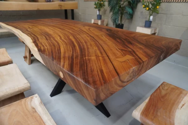 Table en bois de suar massif - L200cm L96/100cm – Image 24