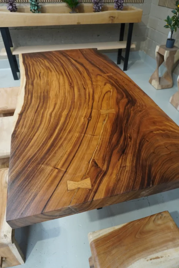 Table en bois de suar massif - L200cm L96/100cm – Image 25