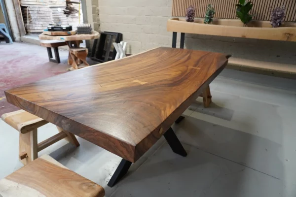 Table en bois de suar massif - L200cm L96/100cm – Image 26