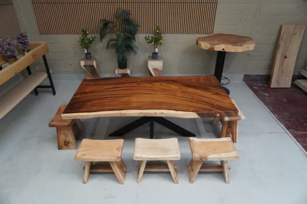 Table en bois de suar massif - L200cm L96/100cm – Image 27