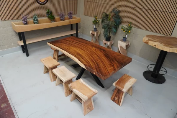 Table en bois de suar massif - L200cm L96/100cm – Image 28