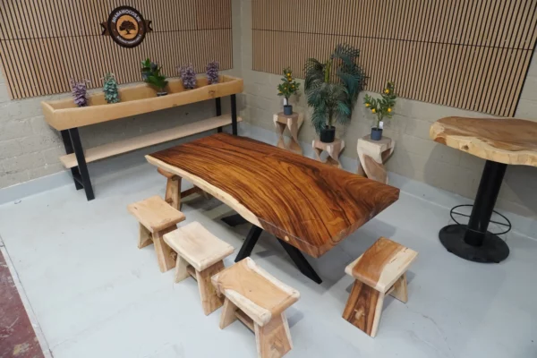 Table en bois de suar massif - L200cm L96/100cm – Image 29