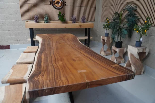 Table en bois de suar massif - L250cm W90/100cm – Image 4