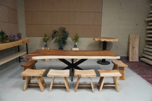 Table en bois de suar massif - L250cm W90/100cm – Image 7