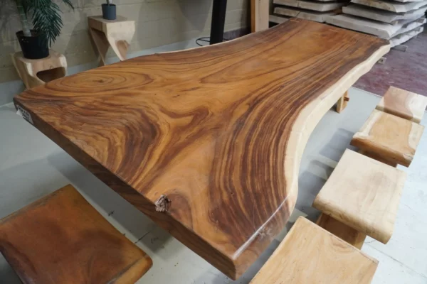 Table en bois de suar massif - L250cm W90/100cm – Image 11