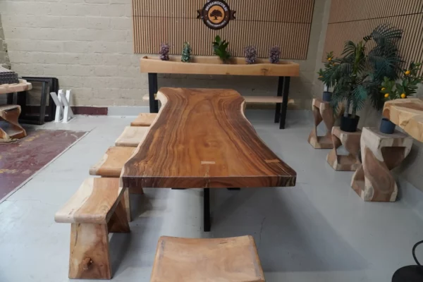 Table en bois de suar massif - L250cm W90/100cm – Image 14