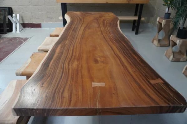 Table en bois de suar massif - L250cm W90/100cm – Image 15