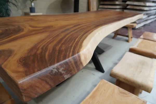 Table en bois de suar massif - L250cm W90/100cm – Image 22