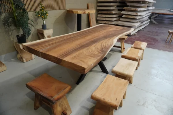 Table en bois de suar massif - L240cm L93/105cm – Image 10