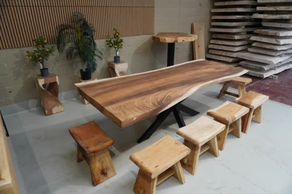 Table en bois de suar massif - L240cm L93/105cm – Image 25